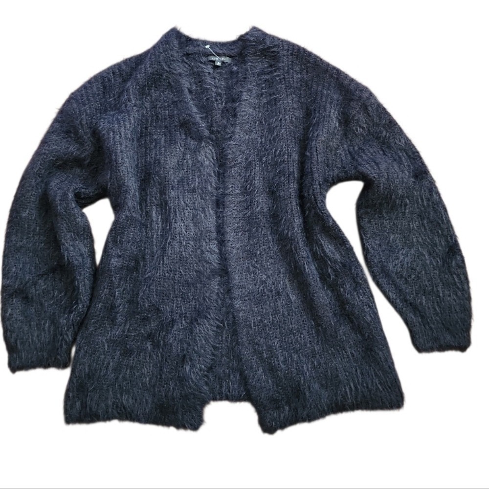Love Tree Fuzzy Open Cardigan Women Small Black Cozy Eyelash Knit Sweater chic